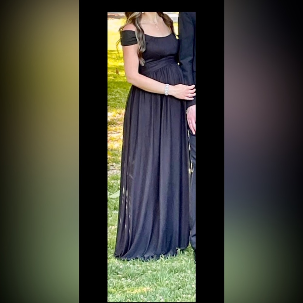 Black Azazie Valeria floor length gown, size A10